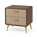 Nachttisch mit 2 Schubladen, 50 × 40 × 60 cm, Braun/Beige/Gold