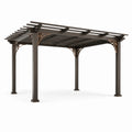 Freistehende Metall-Pergola 400 x 300 x 230 cm mit offenem Lamellendach, Dunkelbraun