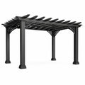 Schwarze Metall-Pergola mit offenem Lamellendach, 400 × 300 × 250 cm