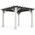Metall-Pergola 360 × 300 × 230 cm mit offenem Lamellendach in Schwarz/Weiß