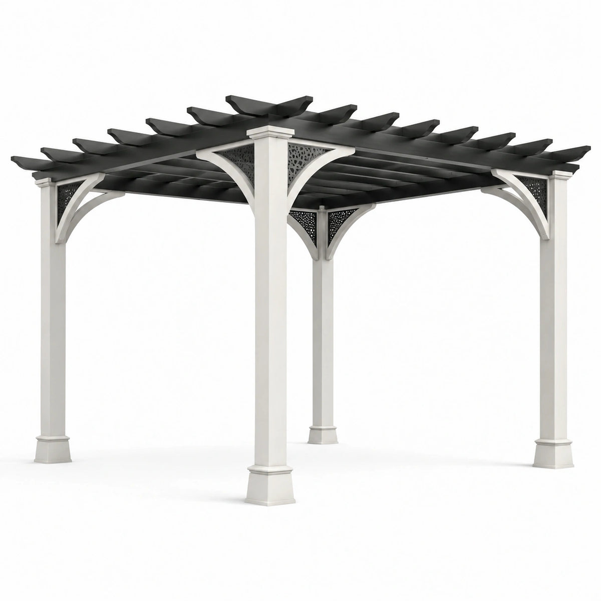 Metall-Pergola 360 × 300 × 230 cm mit offenem Lamellendach in Schwarz/Weiß