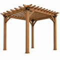 Holzpergola 300 x 300 x 240 cm in Naturbraun/Schwarz mit offenem Lamellendach