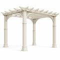 Klassische Holzpergola 300 × 300 × 250 cm in Cremeweiß mit offenen Dachbalken