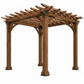 Freistehende Gartenpergola 300 × 300 × 240 cm aus Holz mit offenem Lamellendach, Braun/Schwarz