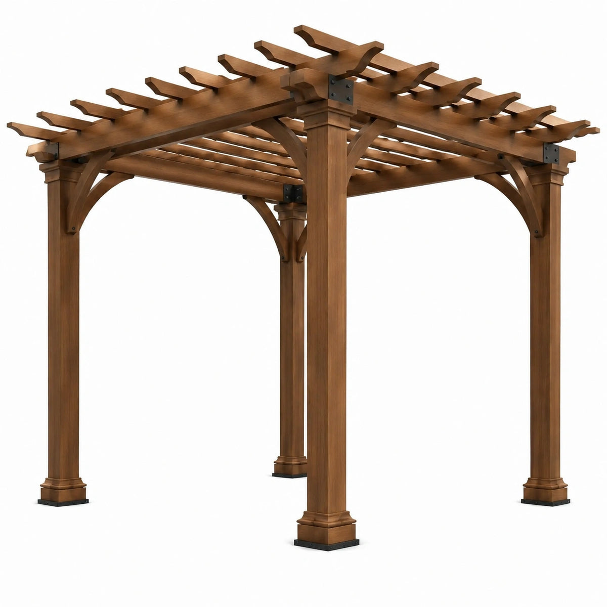 Freistehende Gartenpergola 300 × 300 × 240 cm aus Holz mit offenem Lamellendach, Braun/Schwarz