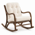 Schaukelstuhl mit Holzgestell und Textilpolsterung, Creme/Braun, 100 × 68 × 105 cm