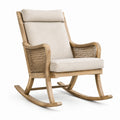 Schaukelstuhl aus Holz mit Kordelgeflecht und Polsterung, Natur/Beige, 68 × 100 × 102 cm