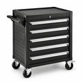 Abschließbarer Metallwagen mit 5 Schubladen, 77 × 46 × 97 cm, Schwarz/Silber