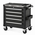 Werkstattwagen aus Stahl in Schwarz/Silber, 92 × 46 × 97 cm, mit 6 Schubladen und Rollen